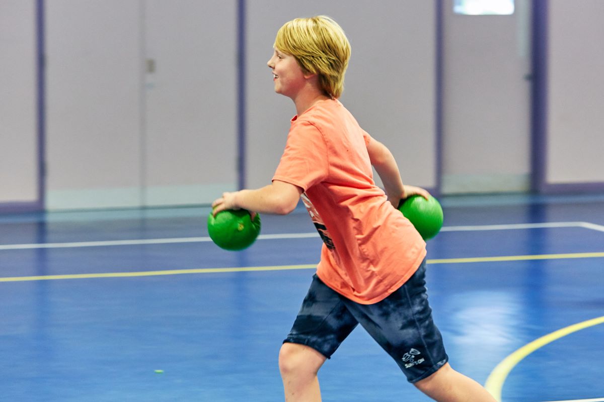 child playing dodgeball